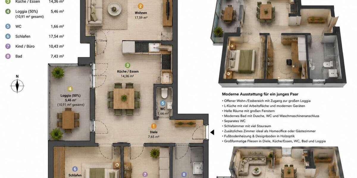 Etagenwohnung Öhringen - 3 Zimmer, 82 m&sup2;, 990&euro; | Angebot:27032291