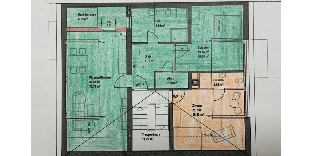 Dachgeschoßwohnung Bad Kreuznach Bad Münster am Stein-Ebernburg - 2.5 Zimmer, 75 m&sup2;, 1.080&euro; | Angebot:25171181