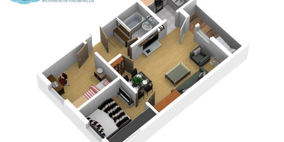 Etagenwohnung Freiberg - 3 Zimmer, 66 m&sup2;, 469&euro; | Angebot:25899902