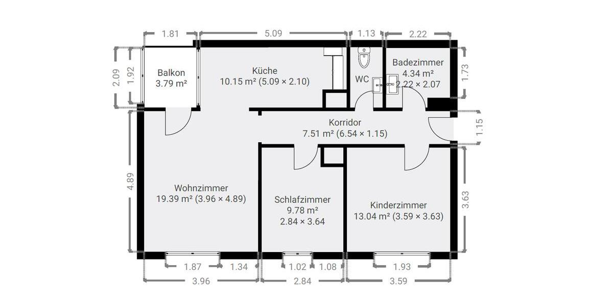 Etagenwohnung Kehl - 3 Zimmer, 70 m&sup2;, 850&euro; | Angebot:26455619