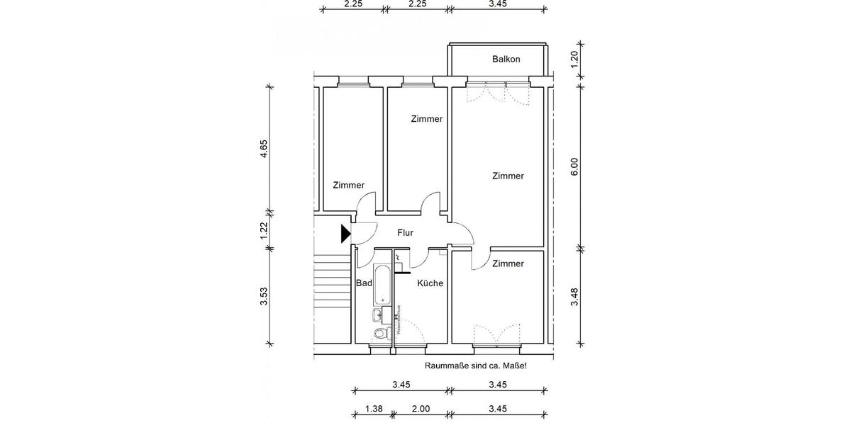 Etagenwohnung Aschersleben - 4 Zimmer, 71 m&sup2;, 343&euro; | Angebot:24431004