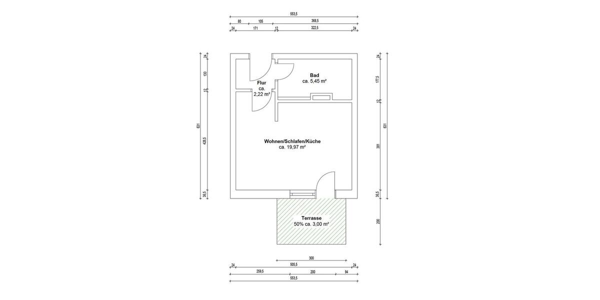 Erdgeschoßwohnung Obertraubling - 1 Zimmer, 30 m&sup2;, 600&euro; | Angebot:26505714