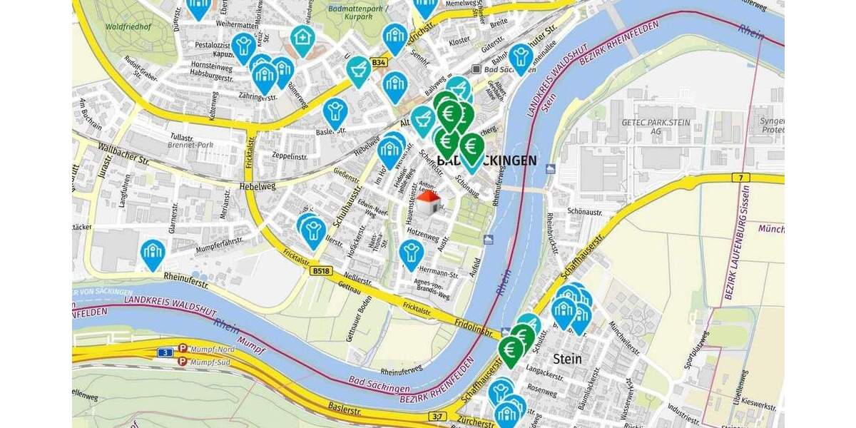 Etagenwohnung Bad Säckingen - 3 Zimmer, 61 m&sup2;, 1.106&euro; | Angebot:25671485