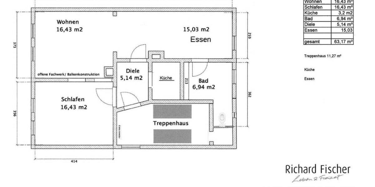 Etagenwohnung Eisenach - 2 Zimmer, 63 m&sup2;, 524&euro; | Angebot:26273422