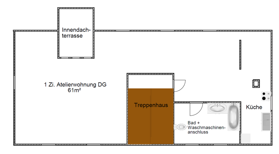 Dachgeschoßwohnung Jüterbog - 1 Zimmer, 61 m&sup2;, 350&euro; | Angebot:25804742