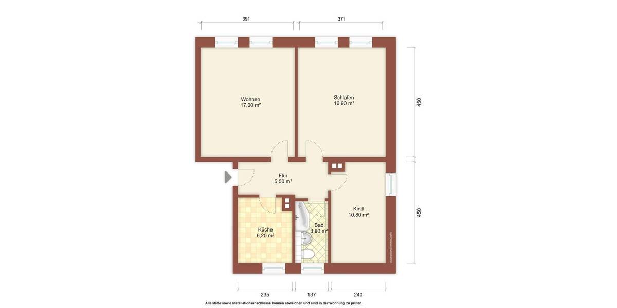 Etagenwohnung Zittau - 3 Zimmer, 60 m&sup2;, 327&euro; | Angebot:26139235