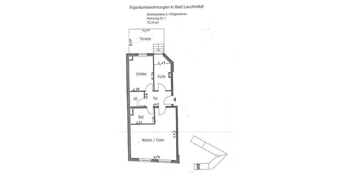 Erdgeschoßwohnung Bad Lauchstädt - 2 Zimmer, 72 m&sup2;, 540&euro; | Angebot:25844363
