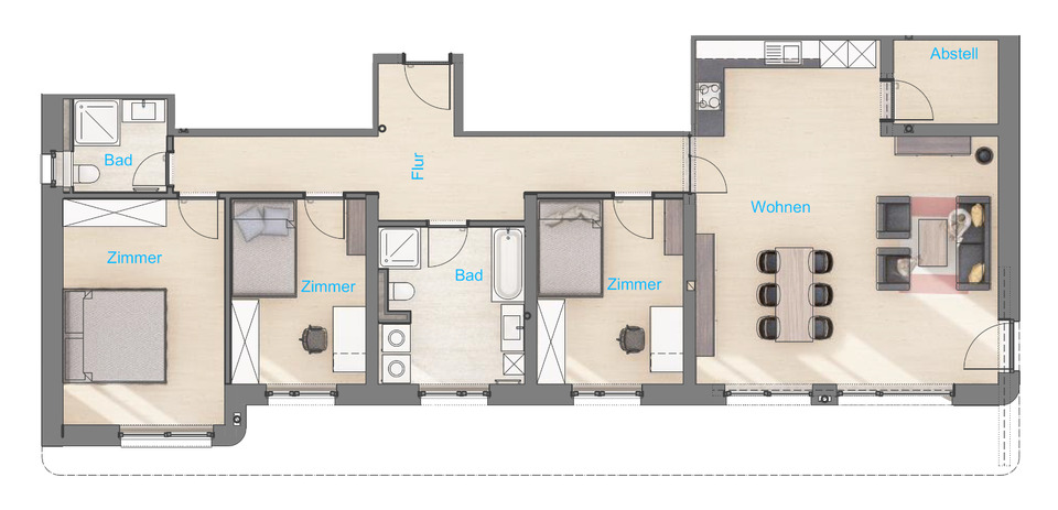 moderne Gartenwohnung, 4 Zimmer, Mühlhäuser Chaussee 28 4 zimmer