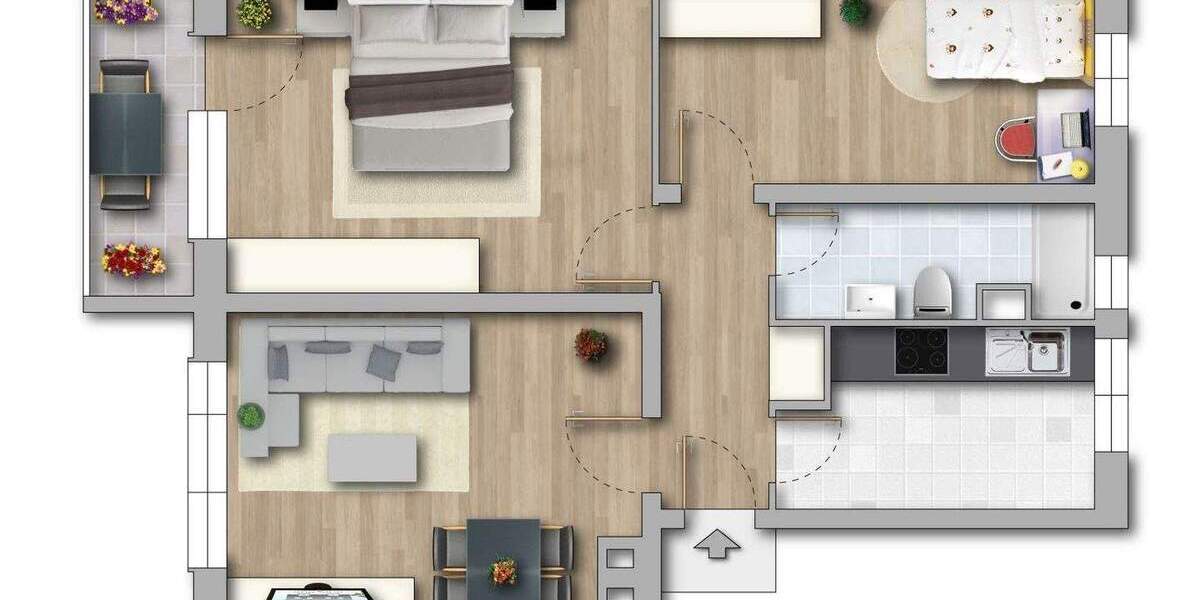 Etagenwohnung Seeland Gatersleben - 3 Zimmer, 58 m&sup2;, 342&euro; | Angebot:26064545