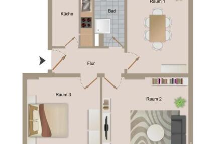 Wohnung Magdeburg Diesdorf - 3 Zimmer, 69 m&sup2;, 550&euro; | Angebot:25570826