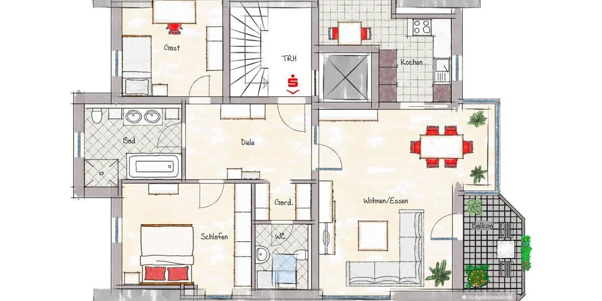 Dachgeschoßwohnung Haßfurt - 3 Zimmer, 95 m&sup2;, 990&euro; | Angebot:24887384