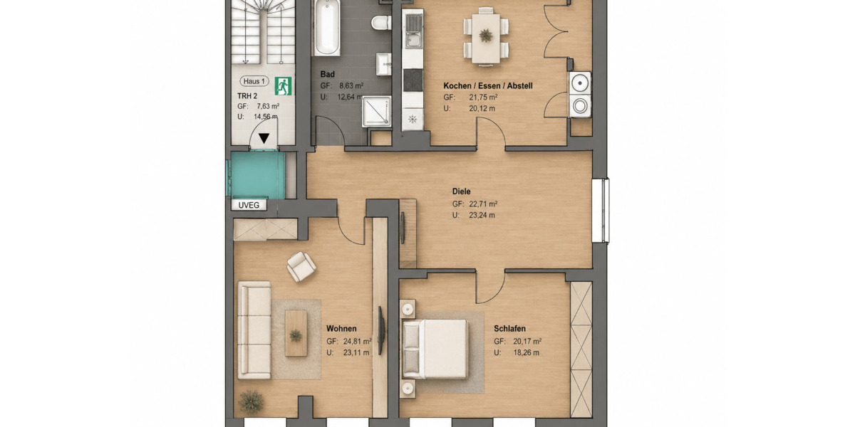 Etagenwohnung Nordhausen Zentrum - 2 Zimmer, 98 m&sup2;, 730&euro; | Angebot:26554833
