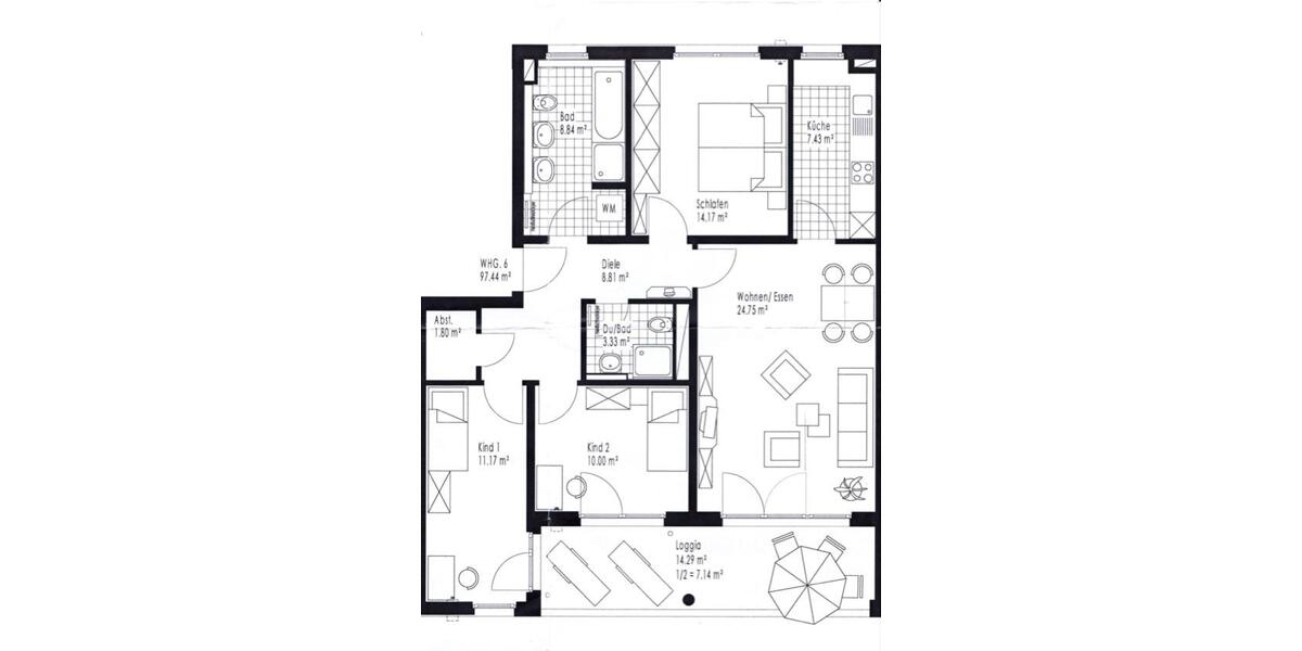 Etagenwohnung München Nymphenburg - 4 Zimmer, 98 m&sup2;, 2.400&euro; | Angebot:26644959