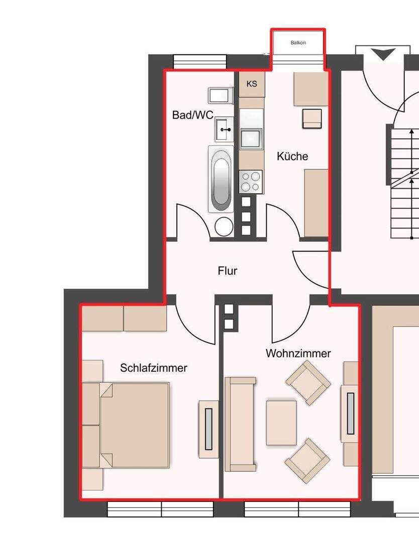 Ruhige Lage, schöne 2 Zimmer Wohnung mit Balkon im Niebelungenviertel 2 zimmer