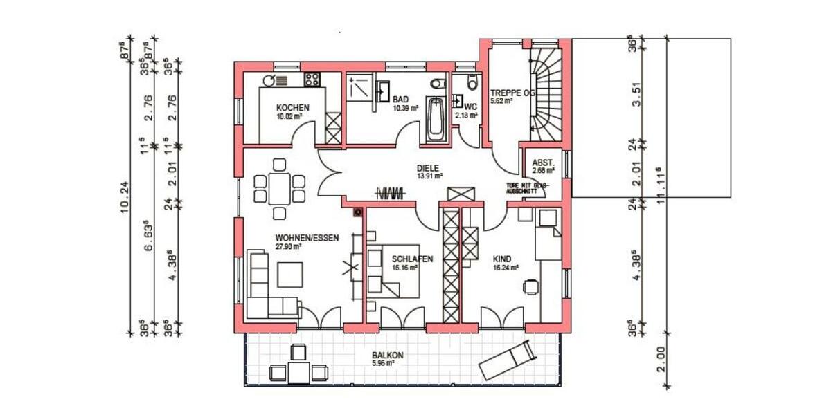 Etagenwohnung Haigerloch - 3.5 Zimmer, 104 m&sup2;, 1.040&euro; | Angebot:24661640