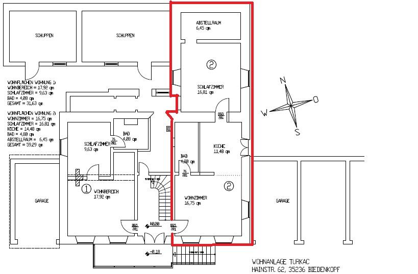 Etagenwohnung Biedenkopf - 2 Zimmer, 56 m&sup2;, 620&euro; | Angebot:25451633