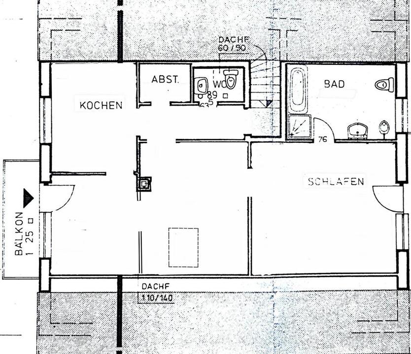 Fürstenberg Wohnung 2,5 Zimmer, Bad, WC, Balkon