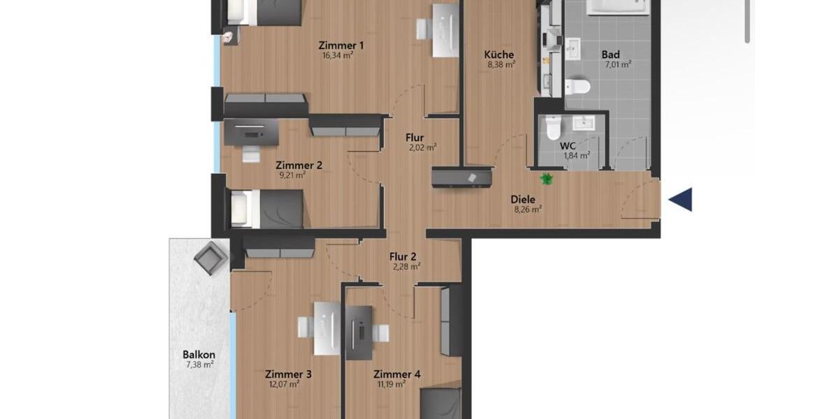 Wohnen auf Zeit Germering - 4 Zimmer, 80 m&sup2;, 850&euro; | Angebot:25540371