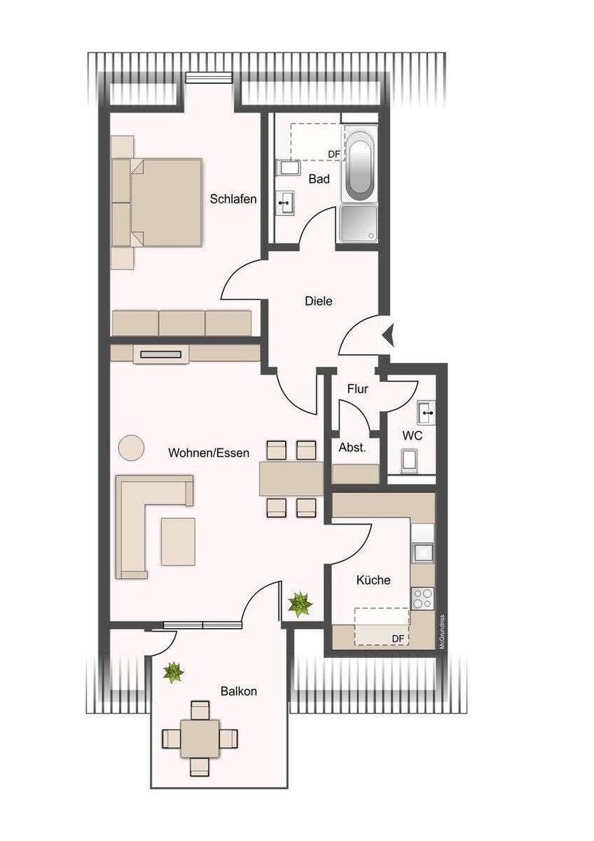 Charmante 2-Zimmer-Wohnung mit EBK und traumhaftem Ausblick in beliebter Lage von Büderich 2 zimmer