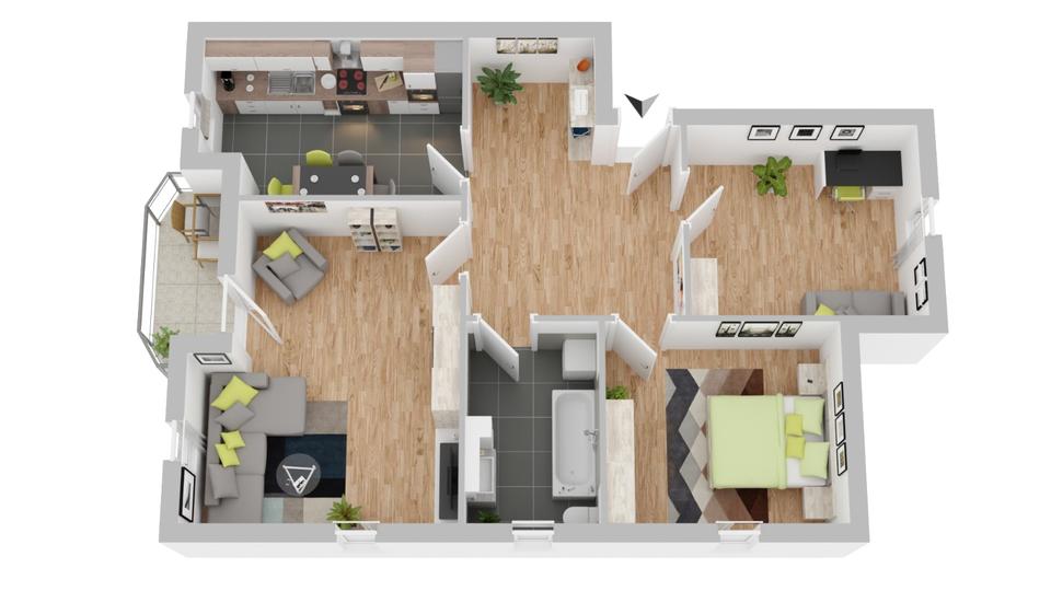 Etagenwohnung Hainichen - 3 Zimmer, 67 m&sup2;, 420&euro; | Angebot:25150195