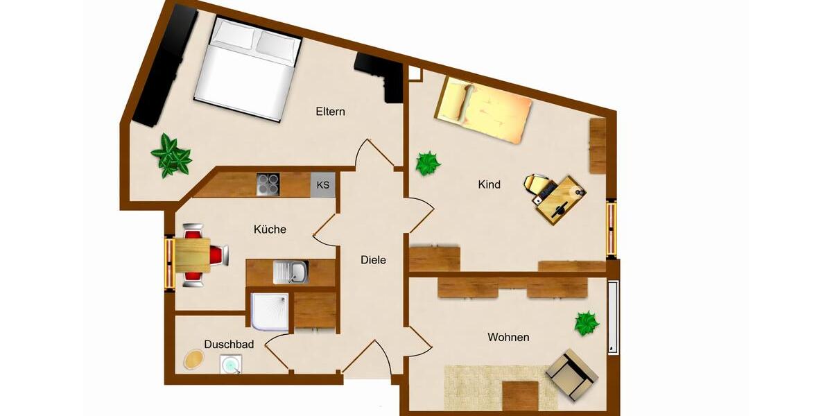Erdgeschoßwohnung Magdeburg - 3 Zimmer, 65 m&sup2;, 669&euro; | Angebot:25080972