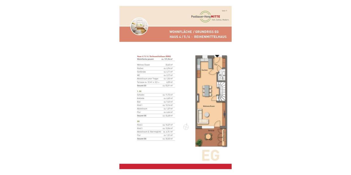 Reihenmittelhaus Postbauer-Heng Heng - 5 Zimmer, 131 m&sup2;, 1.375&euro; | Angebot:26740273