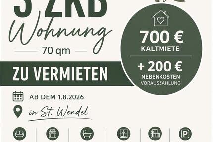 Wohnung Sankt Wendel - 3 Zimmer, 70 m&sup2;, 700&euro; | Angebot:26554504