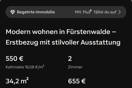 Wohnung Fürstenwalde (Spree) - 2 Zimmer, 34 m&sup2;, 655&euro; | Angebot:27633198