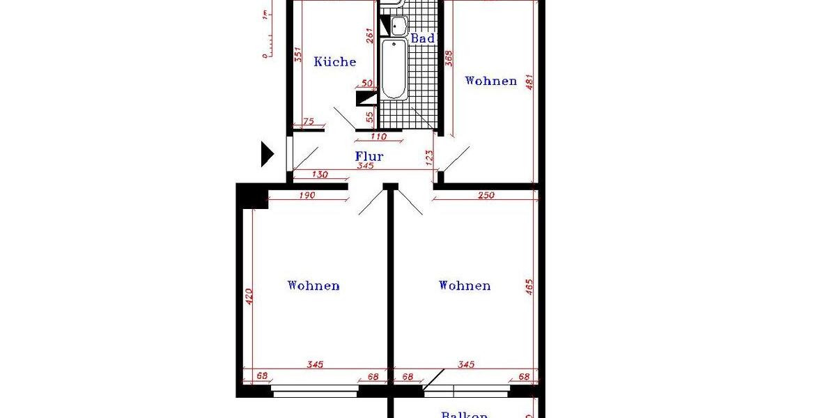Etagenwohnung Thale - 2.5 Zimmer, 61 m&sup2;, 415&euro; | Angebot:24779062