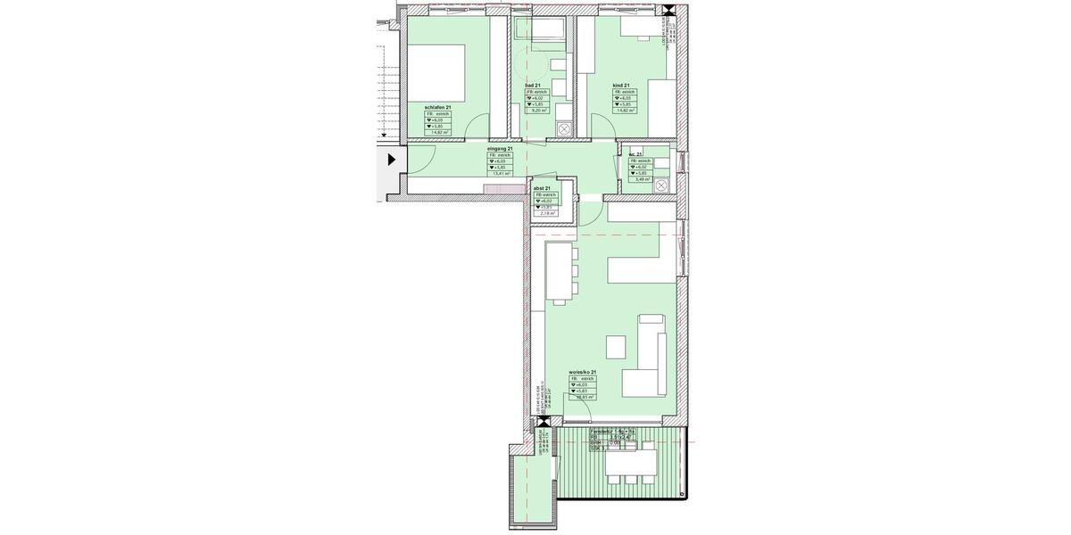 Etagenwohnung Simbach am Inn - 3 Zimmer, 100 m&sup2;, 1.165&euro; | Angebot:26612623