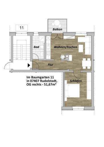 Schöne 2-Zimmer-Wohnung mit Balkon in zentrumsnaher Wohnlage von Rudolstadt 2 zimmer