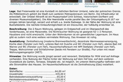 Wohnung Bad Freienwalde (Oder) - 2 Zimmer, 64 m&sup2;, 620&euro; | Angebot:27622003