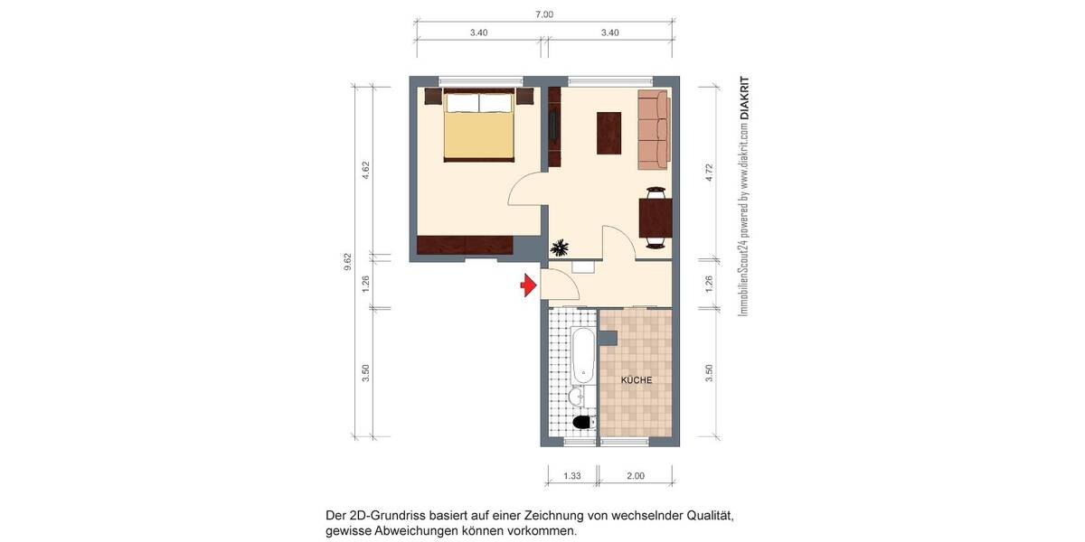 Etagenwohnung Döbeln Sörmitz - 2 Zimmer, 47 m&sup2;, 240&euro; | Angebot:26674119