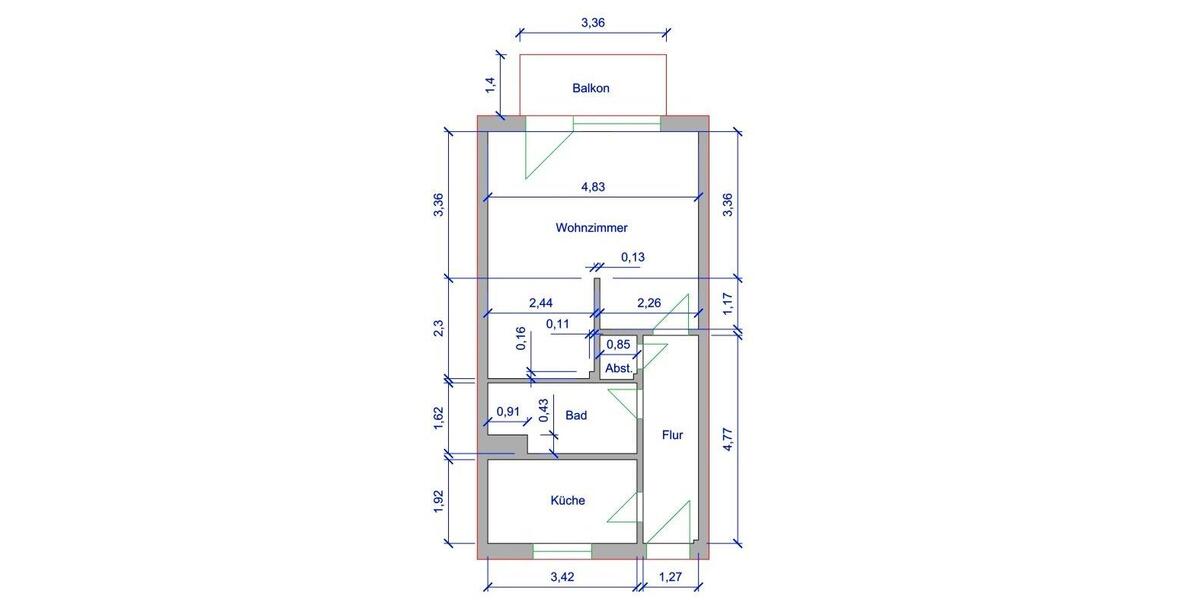Etagenwohnung Aachen Aachen-Mitte - 1 Zimmer, 48 m&sup2;, 595&euro; | Angebot:26315021