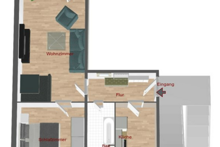 2 Zimmer Wohnung mit Einbauküche und Balkon - Wohnung Gatersleben Gatersleben | Angebot:17554450