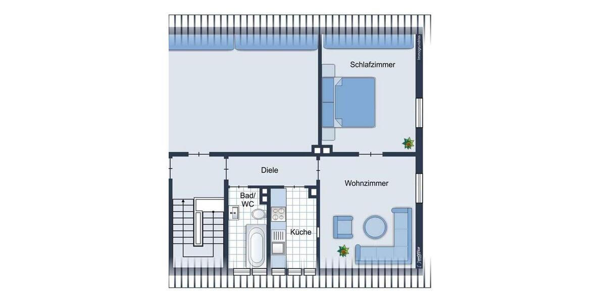 Dachgeschoßwohnung Hamm Daberg - 2 Zimmer, 45 m&sup2;, 365&euro; | Angebot:24780704