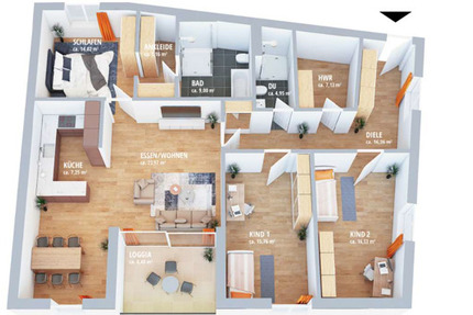 Wohnung Erlangen Stadtrandsiedlung - 4 Zimmer, 135 m&sup2;, 1.540&euro; | Angebot:26117712
