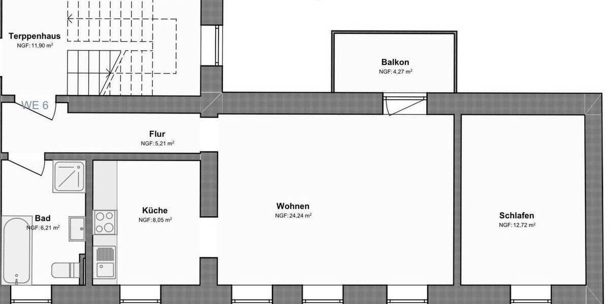 Etagenwohnung Dessau-Roßlau Roßlau - 2 Zimmer, 59 m&sup2;, 443&euro; | Angebot:26040846