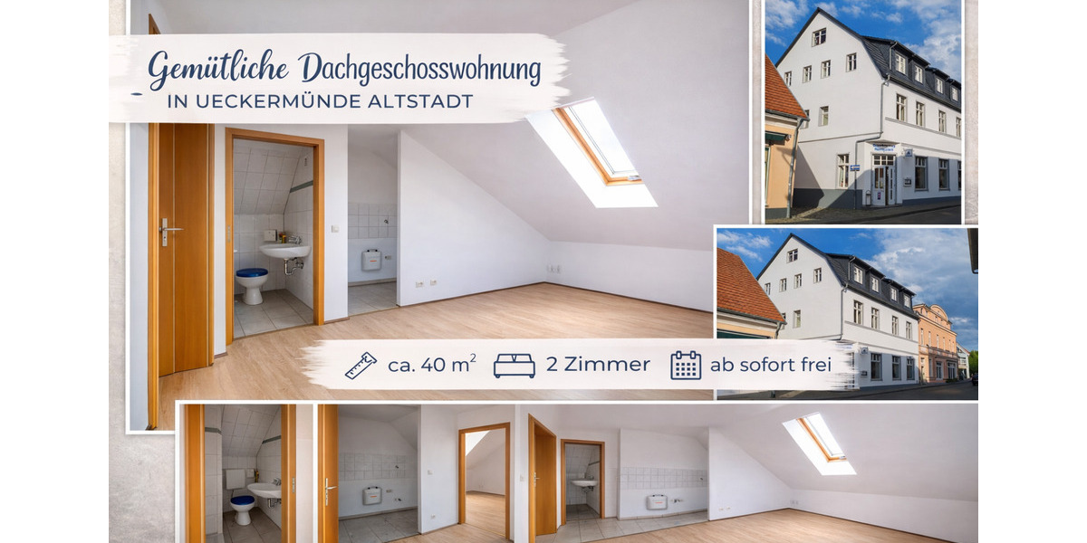 2-Raum-Dachgeschosswohnung in der Altstadt von Ueckermünde 2 zimmer