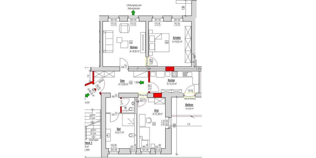 Etagenwohnung Bad Langensalza - 3 Zimmer, 100 m&sup2;, 850&euro; | Angebot:24385503