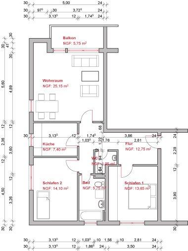 Etagenwohnung Offenbach am Main Hafen - 3 Zimmer, 84 m&sup2;, 880&euro; | Angebot:26700029