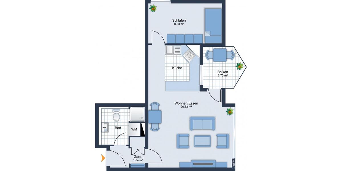 Etagenwohnung Weitramsdorf - 2 Zimmer, 44 m&sup2;, 360&euro; | Angebot:26005738
