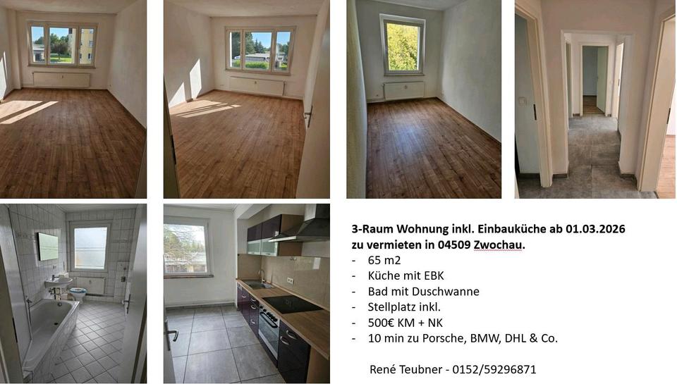 3 Raum Wohnung 65m2 mit Einbauküche & Tageslichtbad 2 zimmer