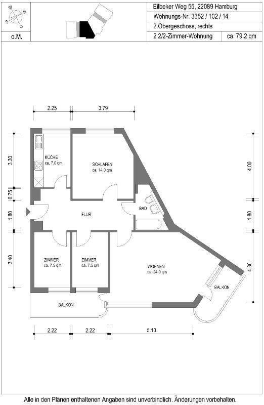 2 22 Zimmer Wohnung in Hamburg-Eilbek