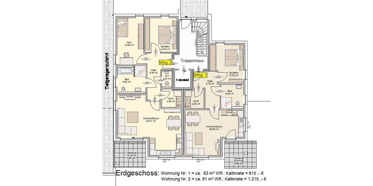 Erdgeschoßwohnung Herford - 3 Zimmer, 82 m&sup2;, 1.200&euro; | Angebot:24830282