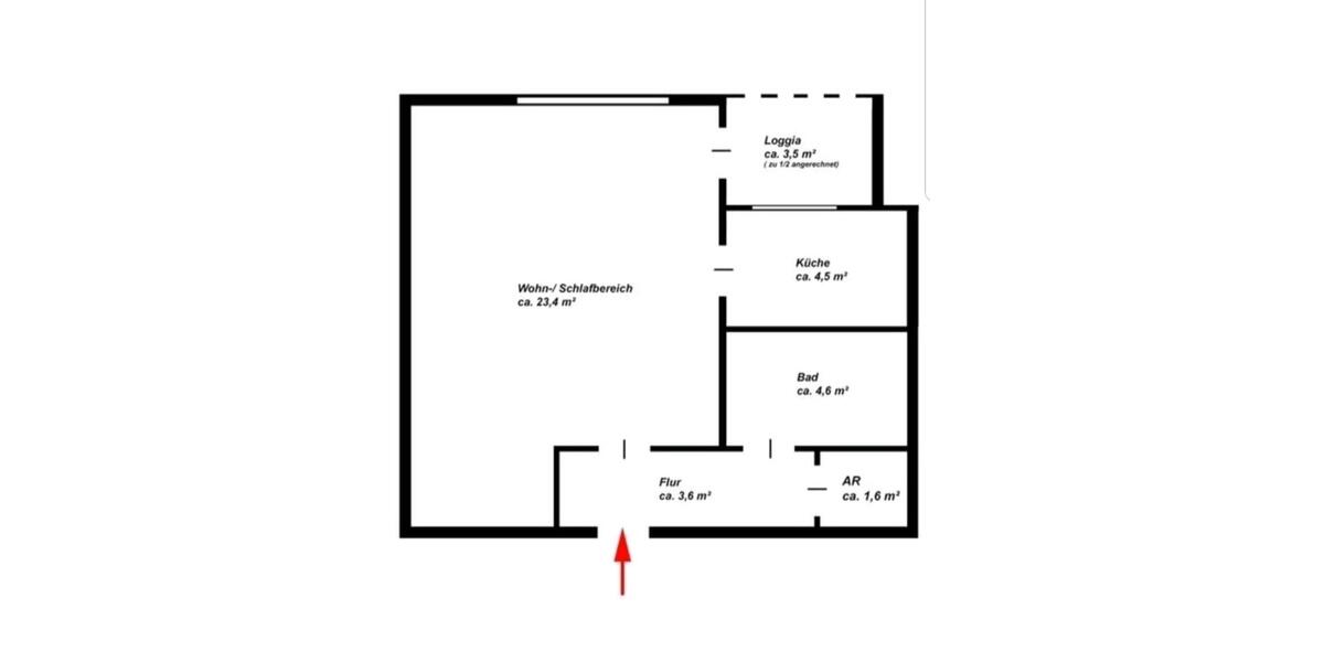 Etagenwohnung Bremen Obervieland - 1 Zimmer, 39 m&sup2;, 570&euro; | Angebot:24769002