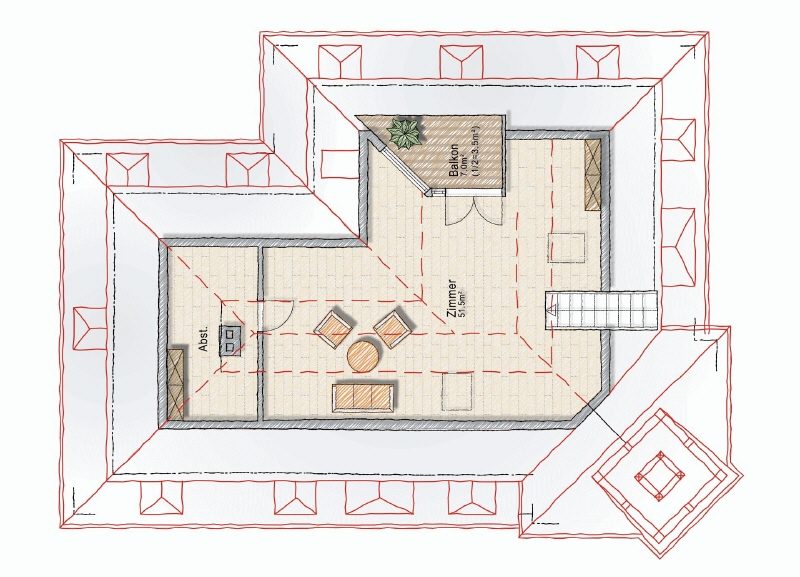 DACHTERRASSE – WANNEN-DUSCHBAD MIT FENSTER – GÄSTE-WC – EINBAUKÜCHE – MAISONETTE - Dachgeschoßwohnung Dresden Löbtau | Angebot:26012849
