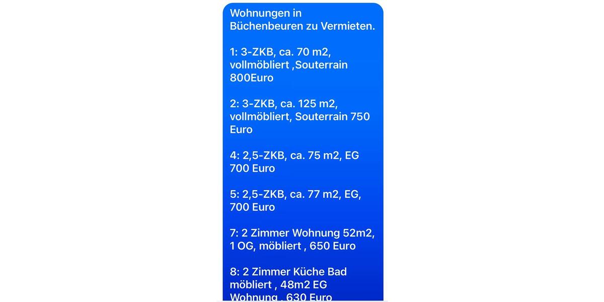 Etagenwohnung Büchenbeuren - 2 Zimmer, 5 m&sup2;, 500&euro; | Angebot:25986631