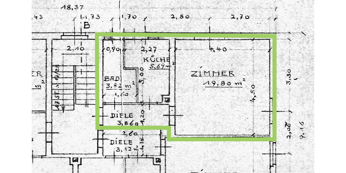 Etagenwohnung Wiesbaden Sonnenberg - 1 Zimmer, 34 m&sup2;, 395&euro; | Angebot:24707471