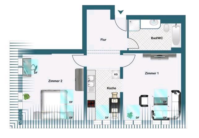 Dachgeschoßwohnung Frankfurt (Oder) Beresinchen - 2 Zimmer, 69 m&sup2;, 430&euro; | Angebot:24663674
